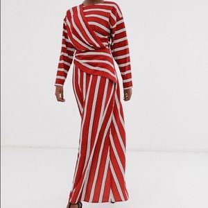 ASOS DESIGN wrap detail maxi dress wide stripe 12